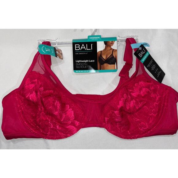 Bali One Smooth U MINIMIZER Lightweight Lace Underwire Bra Size 40C Magenta $48 - Picture 1 of 16